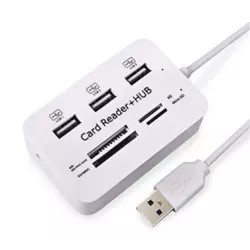 Картридер 3 порта 2.0 HUB + 4 Slot card ,устройство чтения карт памяти, USB-концентр