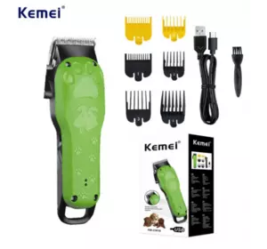 Машинка для стрижки животных Kemei Km-Cw10 USB зарядка с мультяшными зелеными машинка (40)